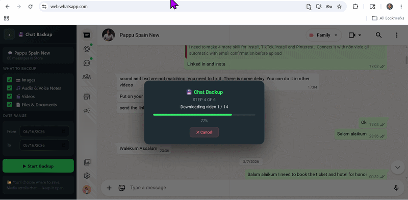 Chat backup demo