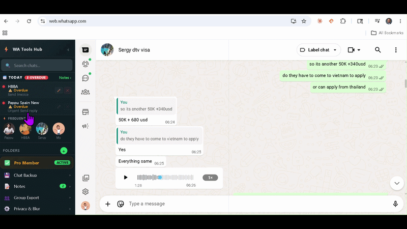 WATools Hub note export demo